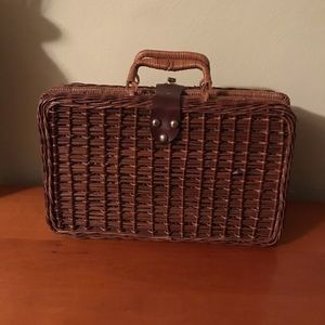 Boho Wicker Vintage Suitcase Decor